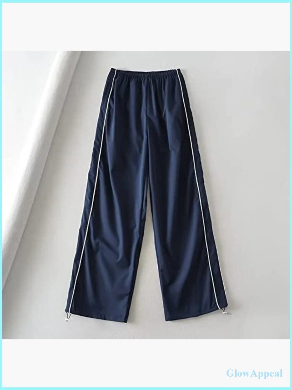 Women's Baggy Parachute Track Pants Polyester Drawstring Loose Fit - Picture 6 of 7